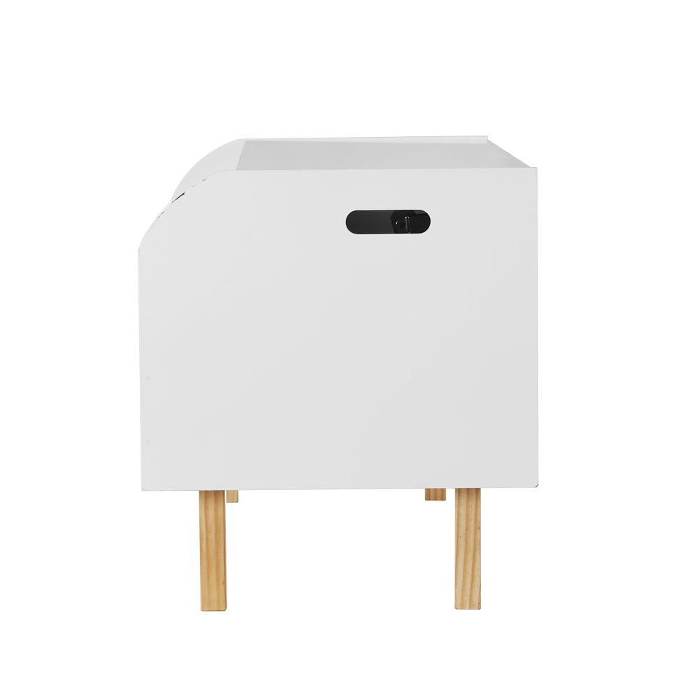 Harlow Kids Storage Box with Bookshelf – White & Natural – 80 cm