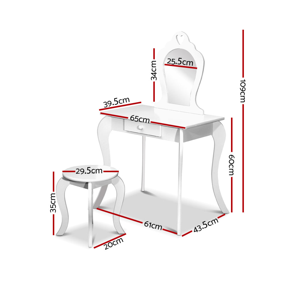 Zelda Kids Dressing Table & Stool Set – White