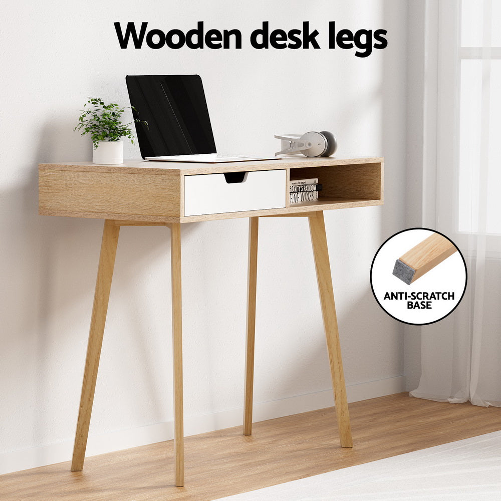 Fiora Computer Desk with Shelf – Oak – 90 cm