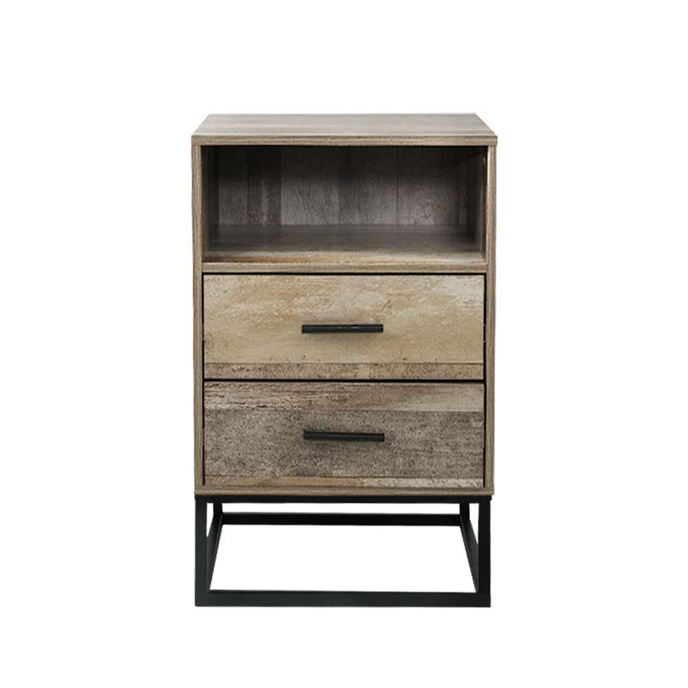 Badan Bedside Table – Wood – 2 Drawers with Shelf