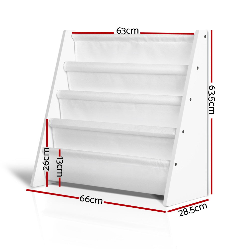 Atlas Kids Bookshelf – White – 4 Tier