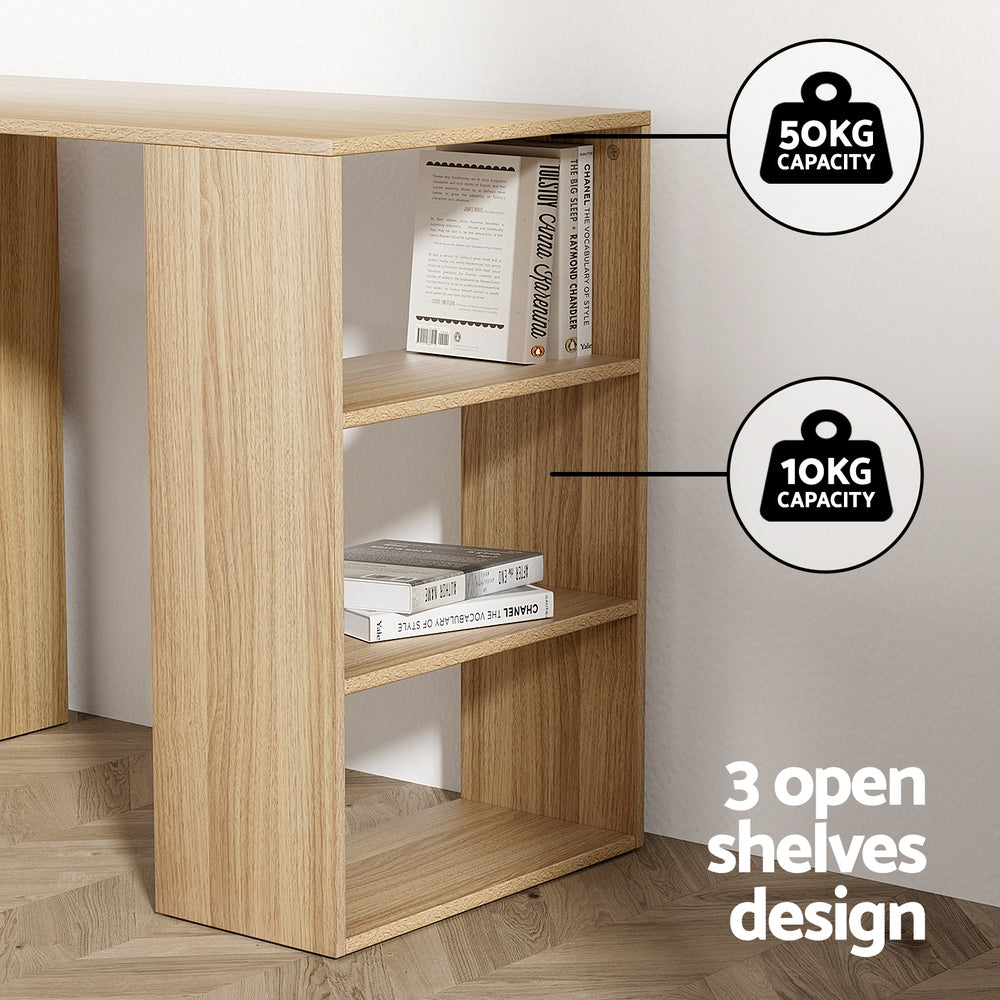 Fiora Rattan Computer Desk – Brown / Wood – 120 cm