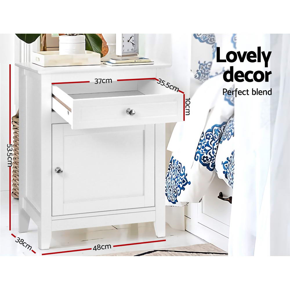 Essence Large Bedside Table – White – Two Tier