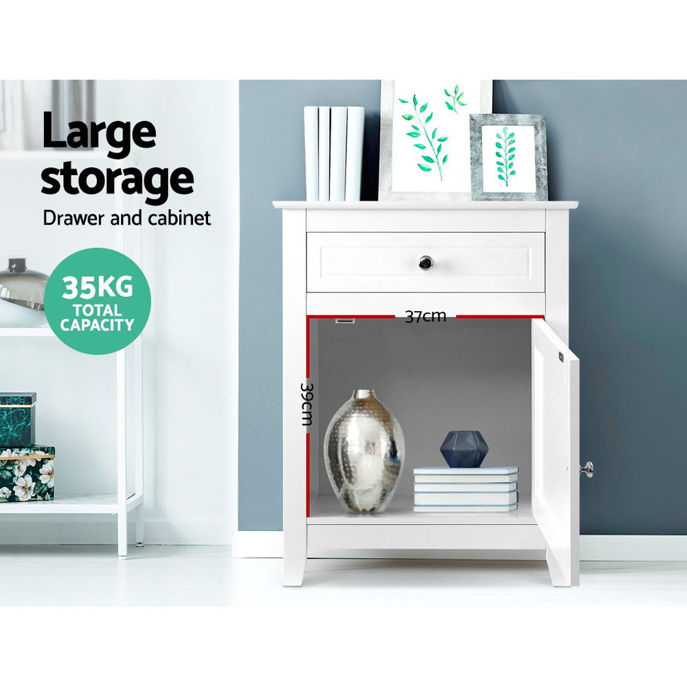 Essence Large Bedside Table – White – Two Tier