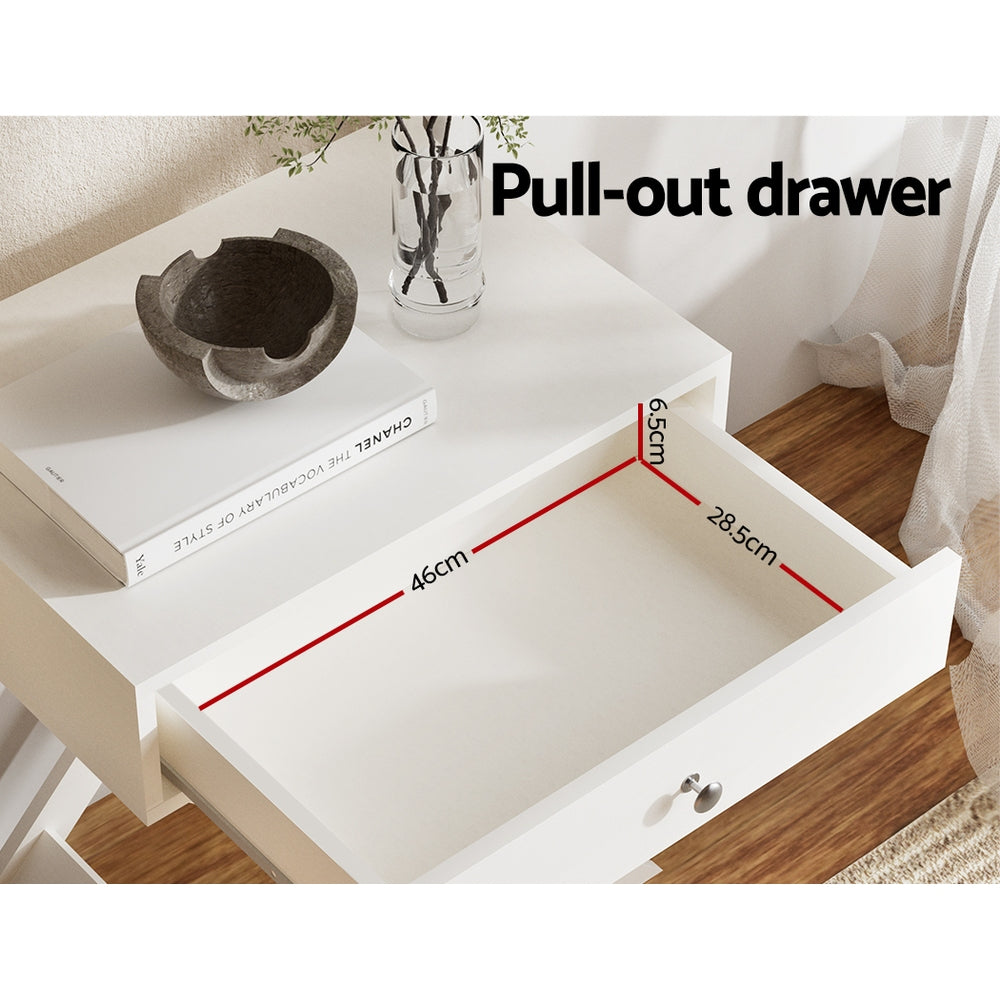 Qara Bedside Table – White – 55 cm