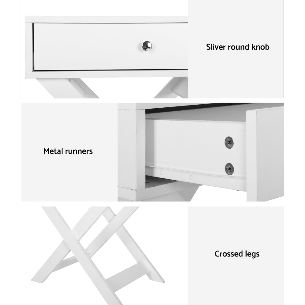 Qara Bedside Table – White – 55 cm