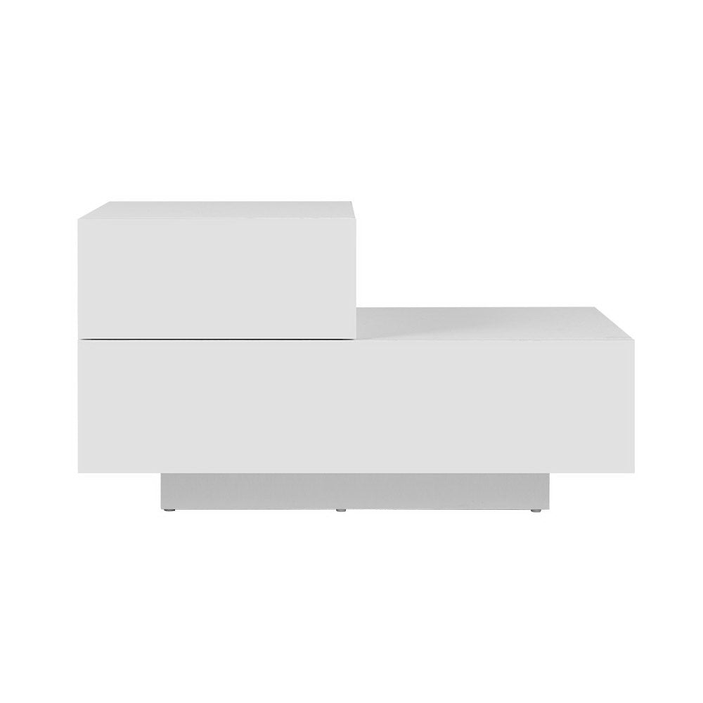 Remi LED Bedside Table – White – 2 Drawers