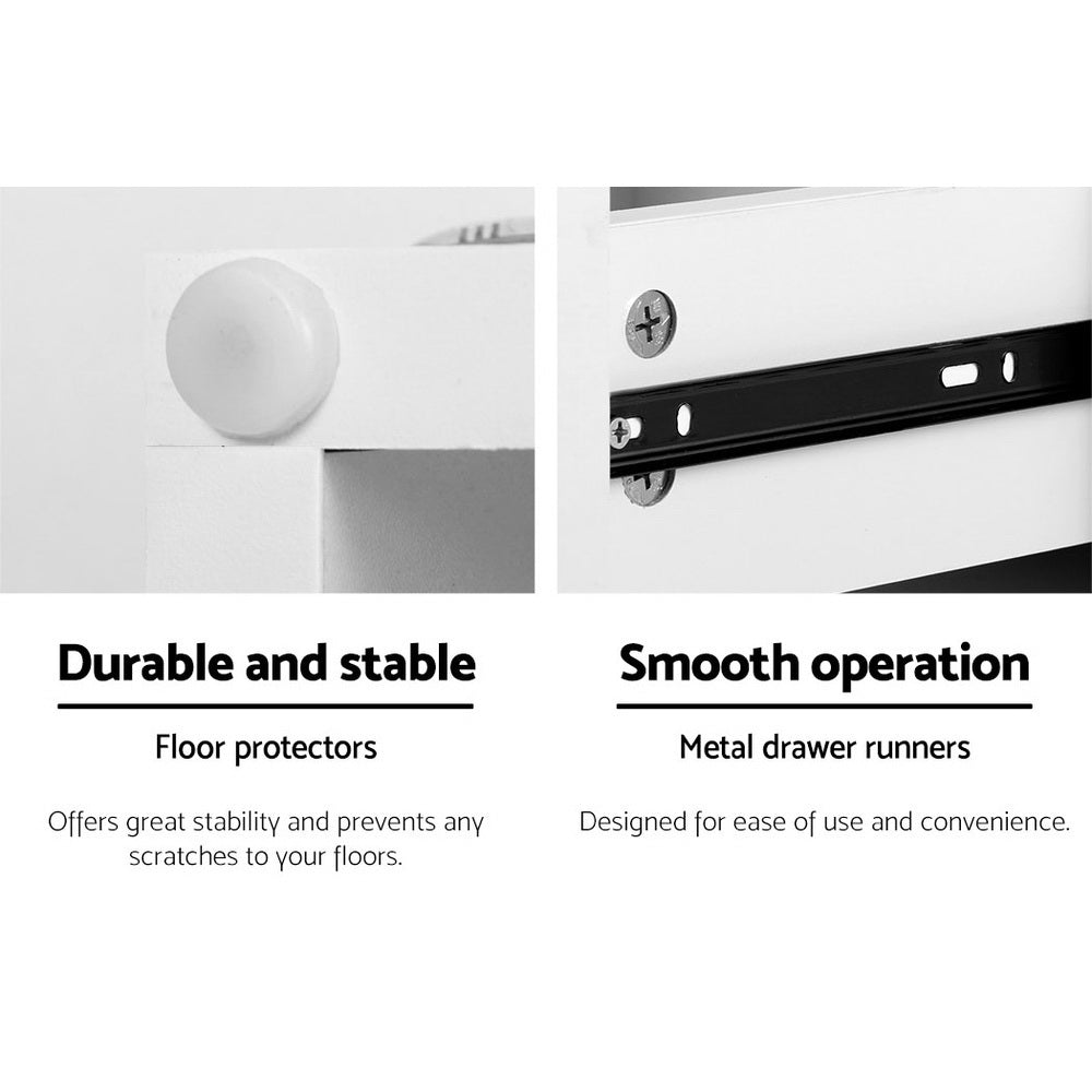 Remi LED Bedside Table – White – 2 Drawers