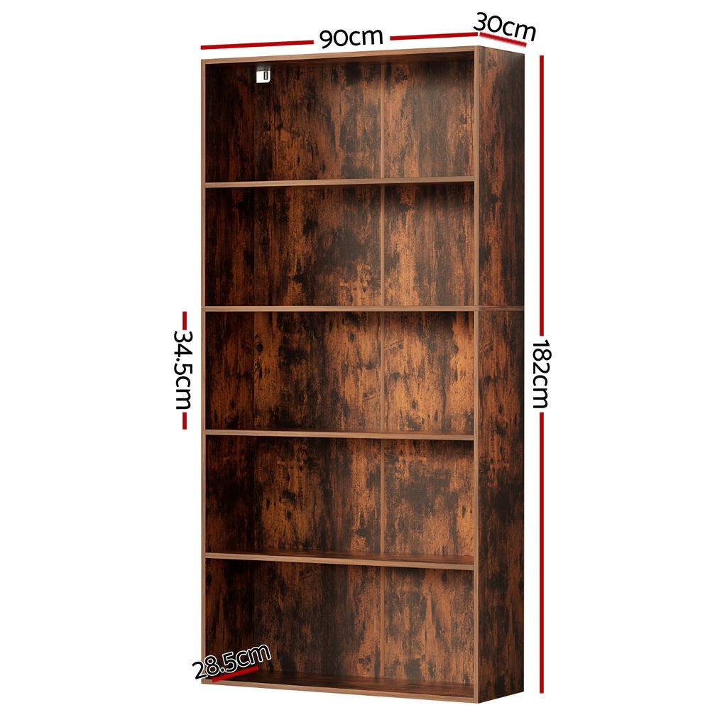 Alderon Bookshelf – Walnut – 5 Tiers