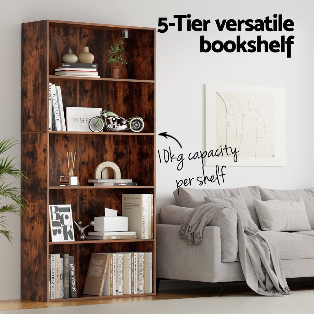Alderon Bookshelf – Walnut – 5 Tiers