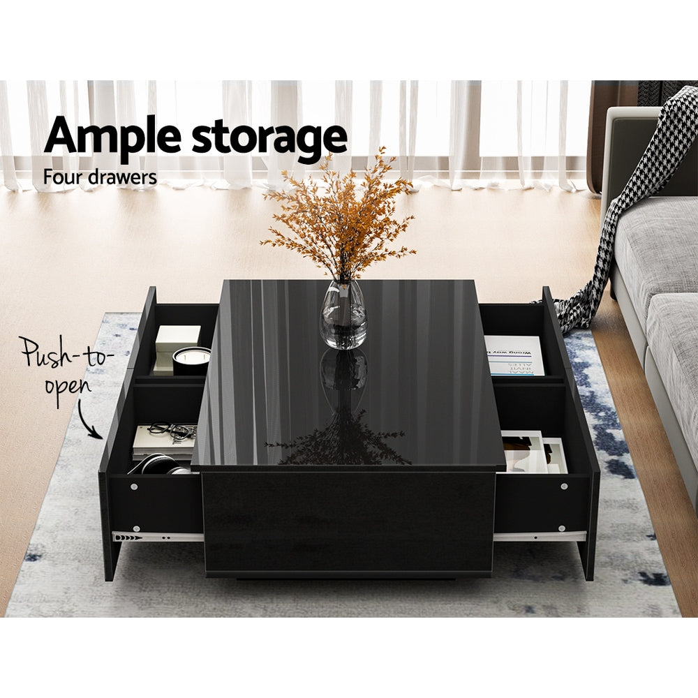 Aspen Four Drawer Coffee Table – Black – 95 cm