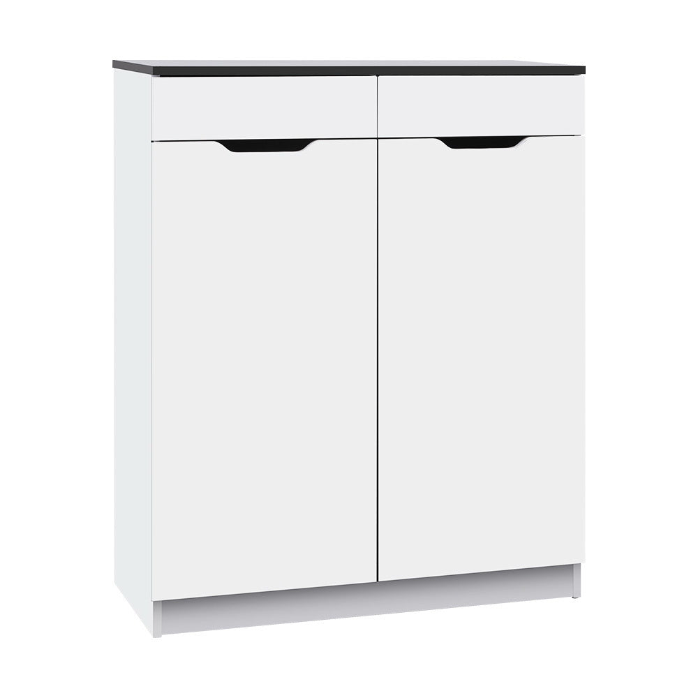 Everly High Gloss Shoe Cabinet – White – 30 Pairs