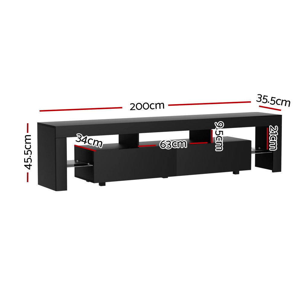 Rowan LED TV Cabinet – Black – 200 cm