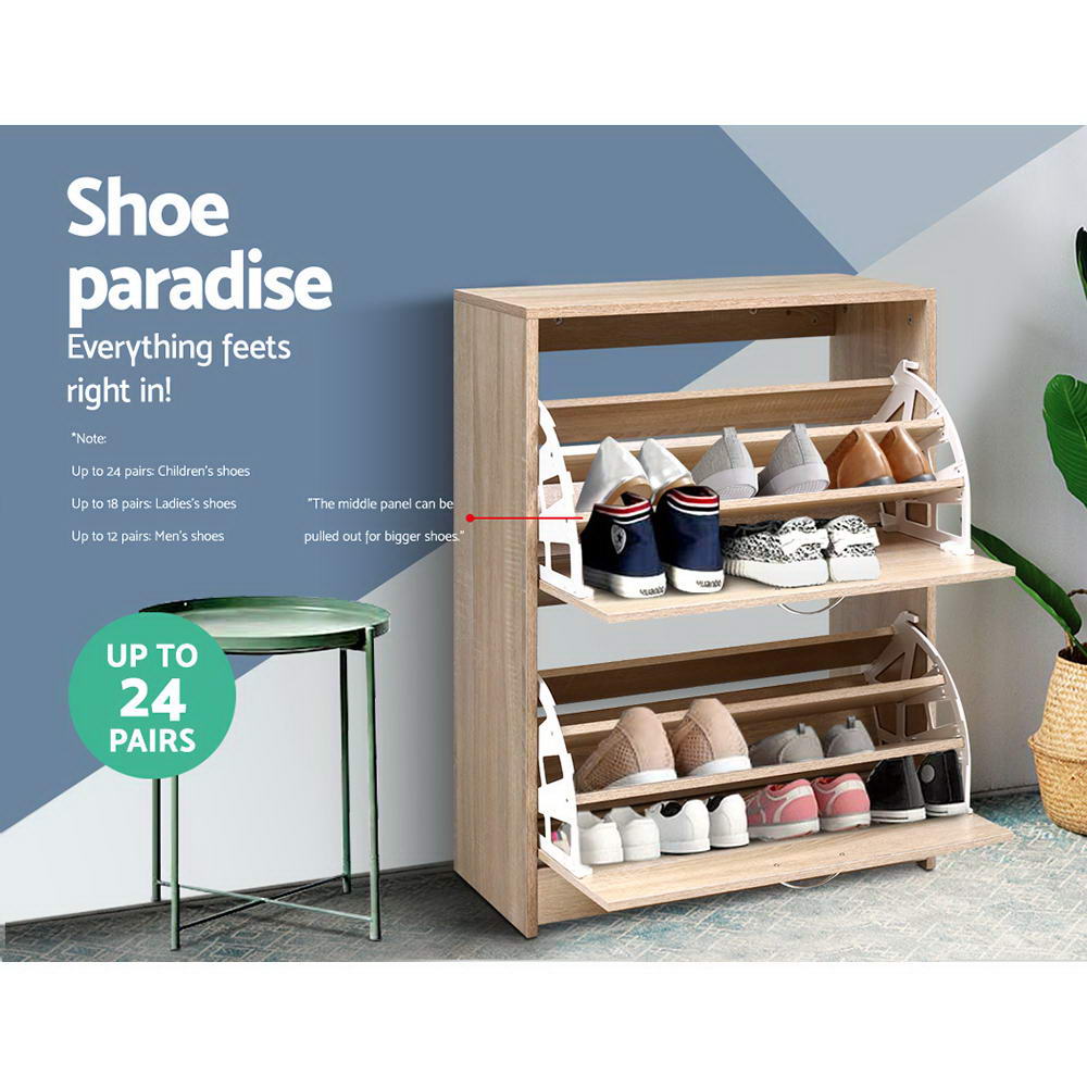 Entryway Shoe Cabinet – Oak – 2 Compartment