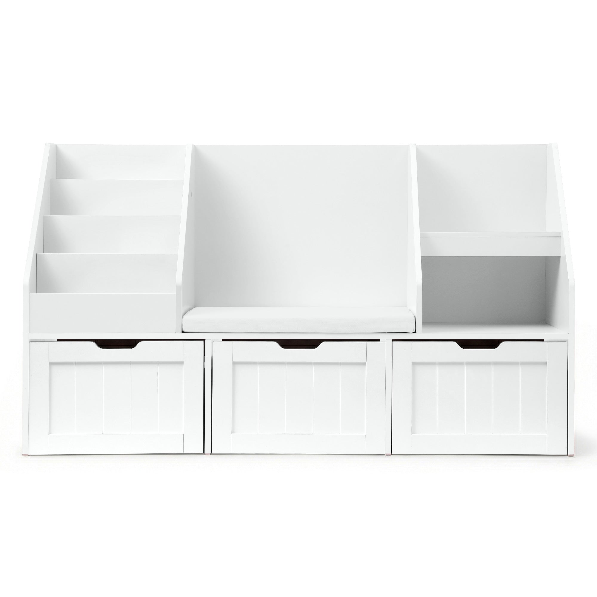 Halston Kids Storage Bookshelf with Bench – White – 140 cm