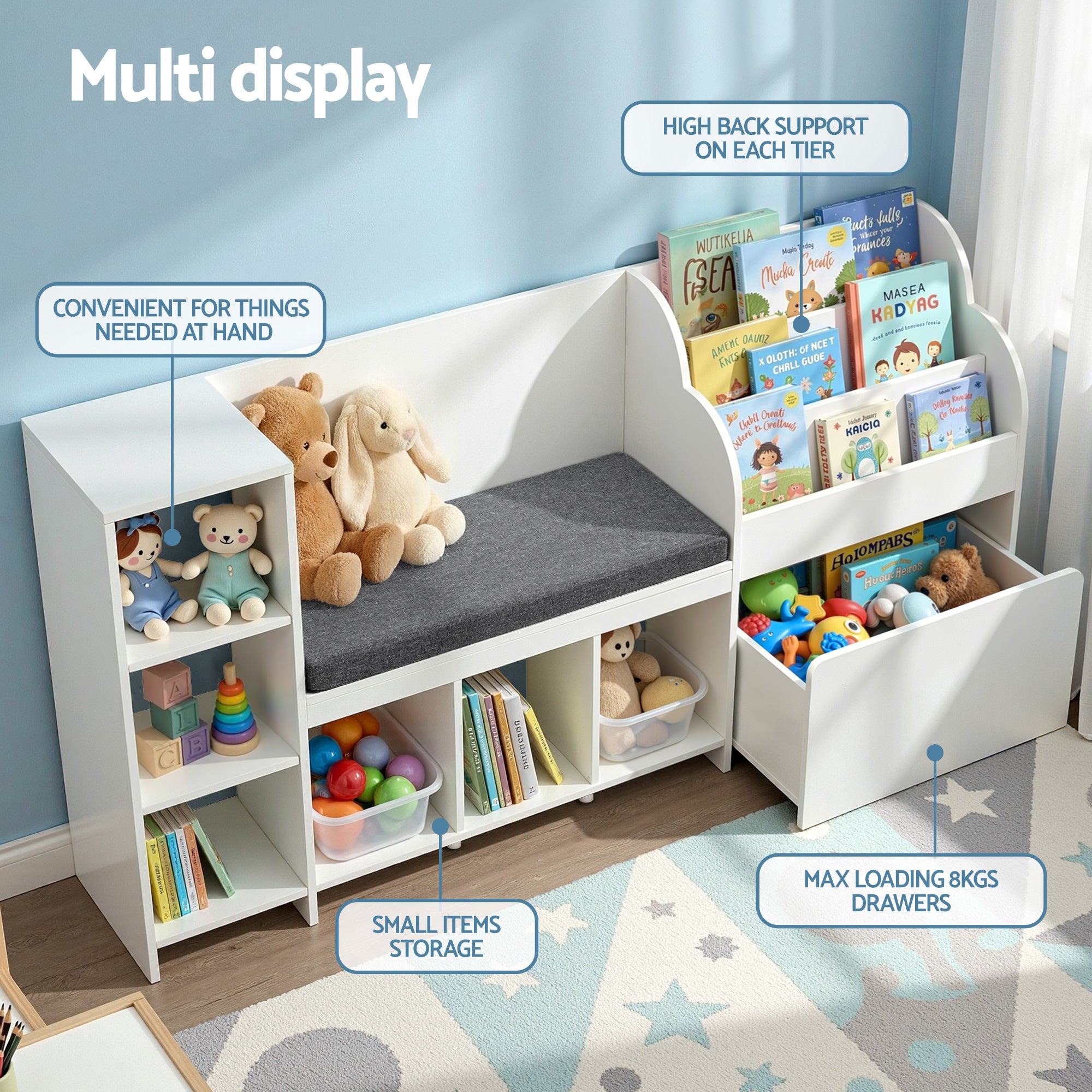 Willow Kids Storage Unit – White – 170 cm