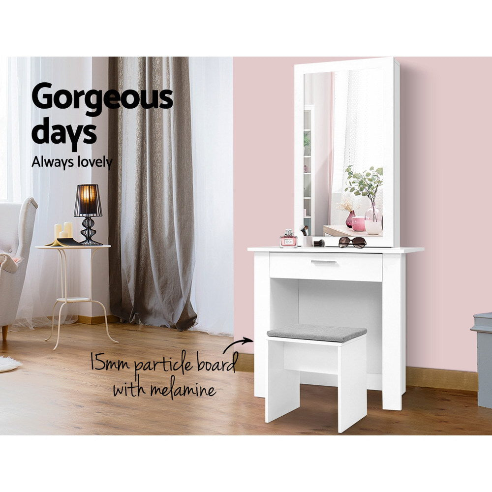 Alderon Dressing Table Set – White – With Stool