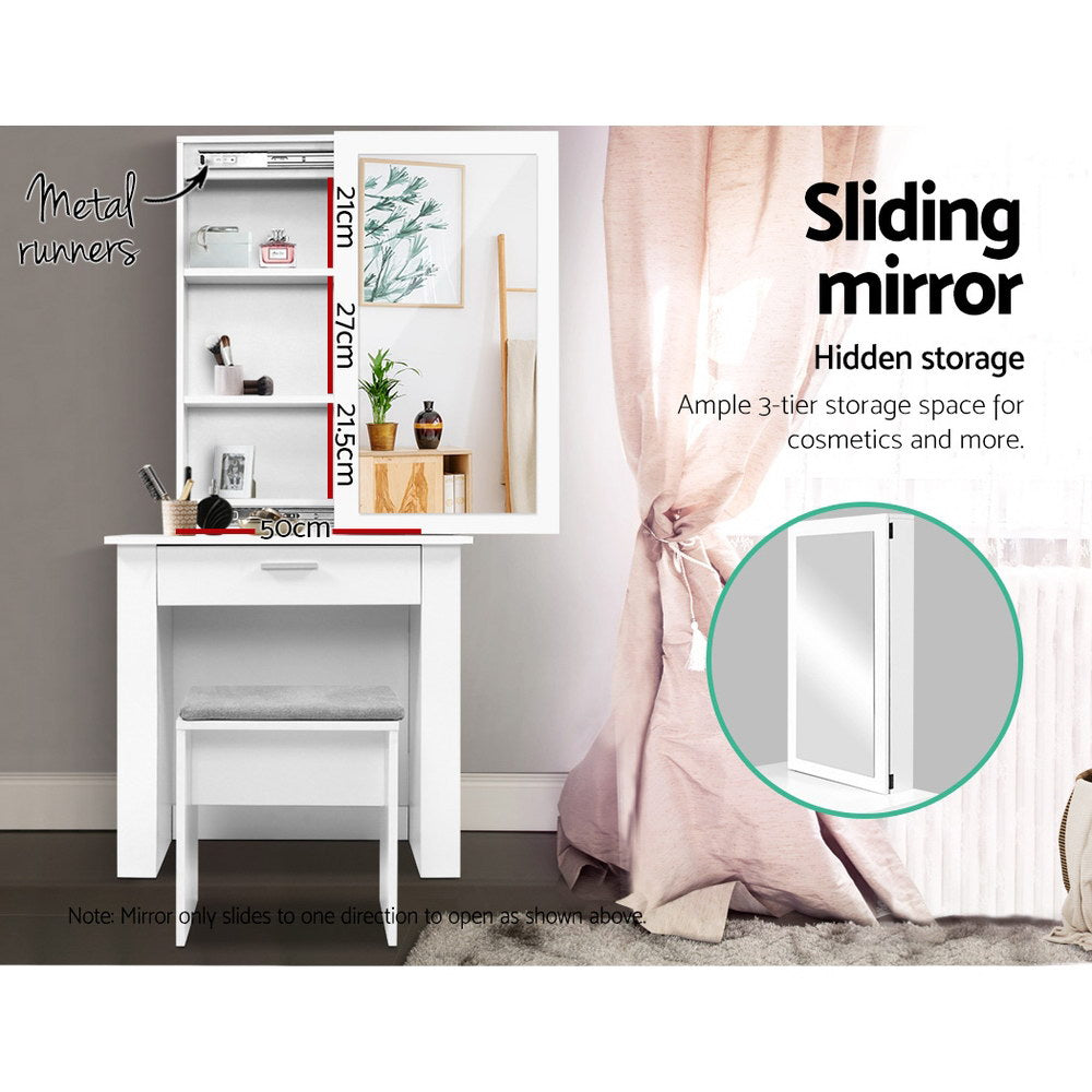 Alderon Dressing Table Set – White – With Stool