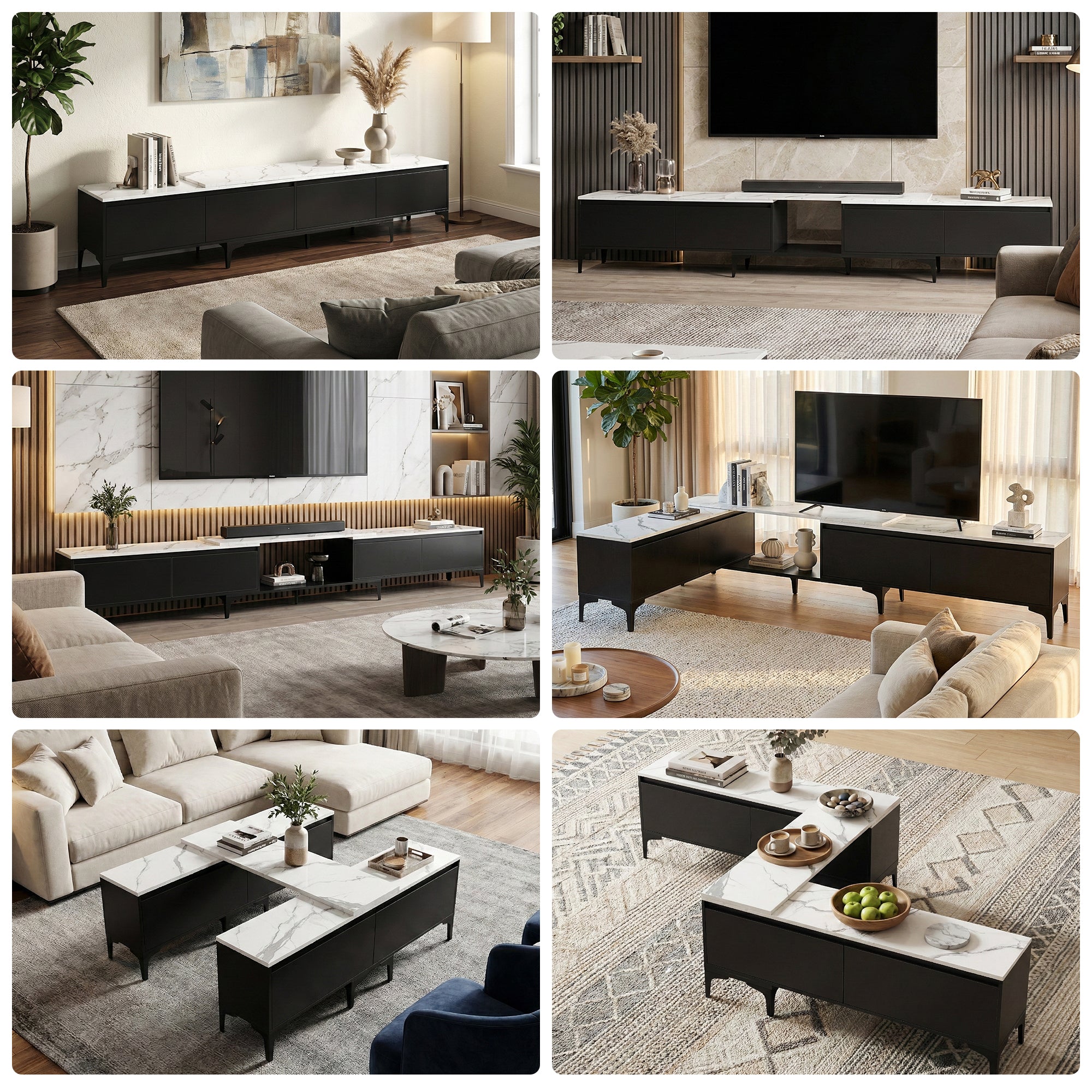 Cove Extendable TV Unit – Black – 240-340 cm