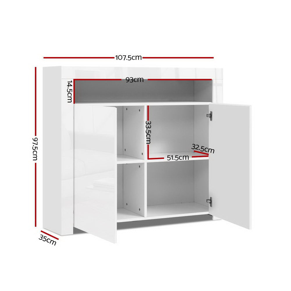Arno LED Buffet Sideboard – White – 107 cm