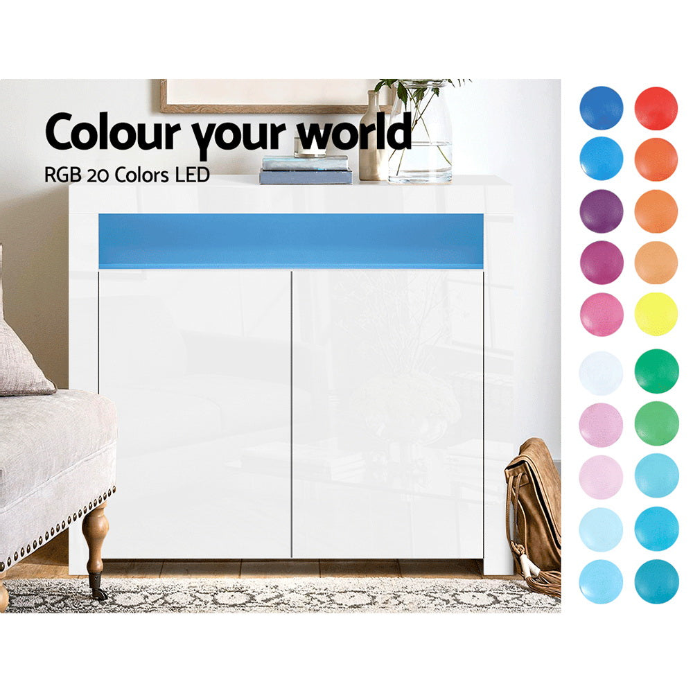 Arno LED Buffet Sideboard – White – 107 cm