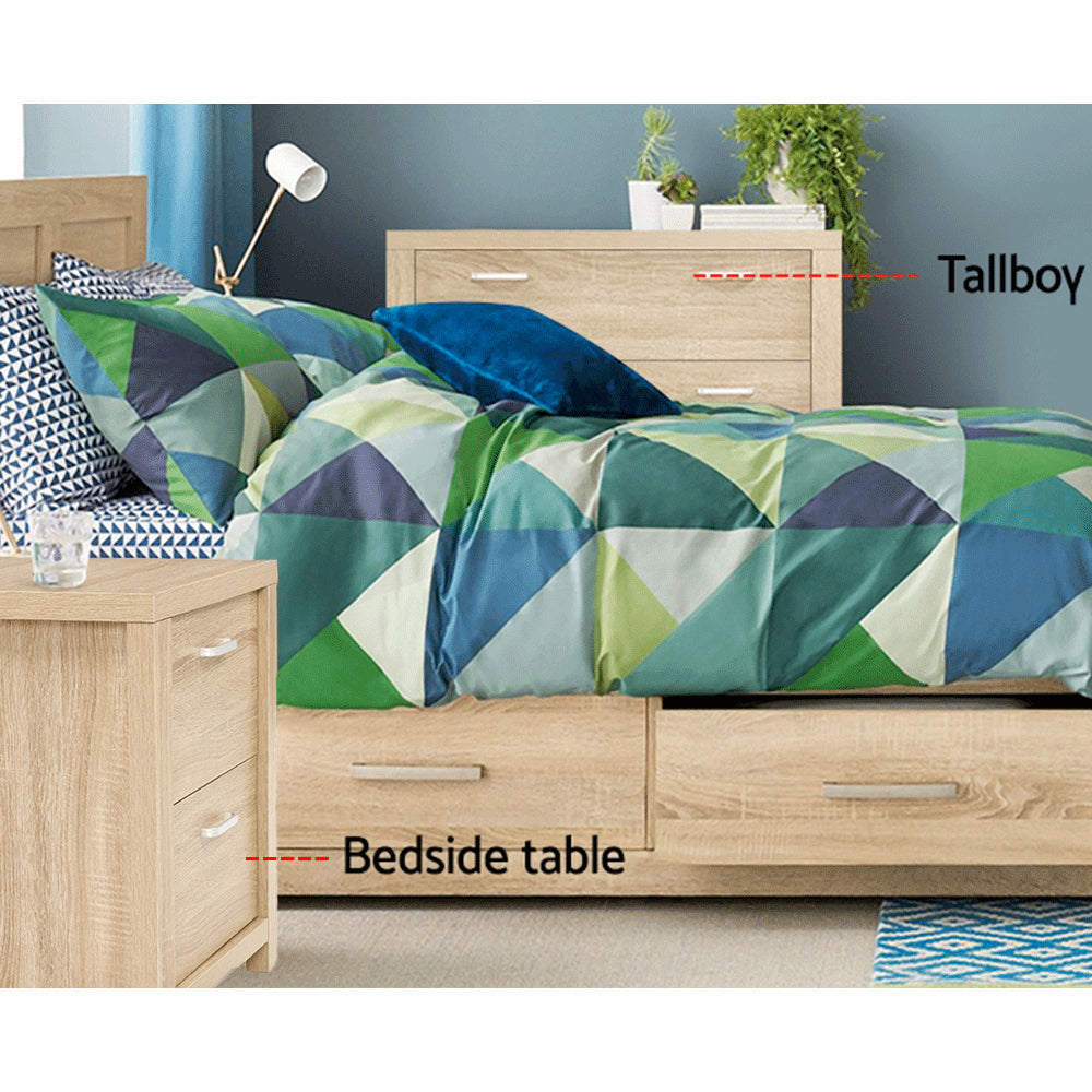 Harden Bedside Table – Beige – 2 Drawers