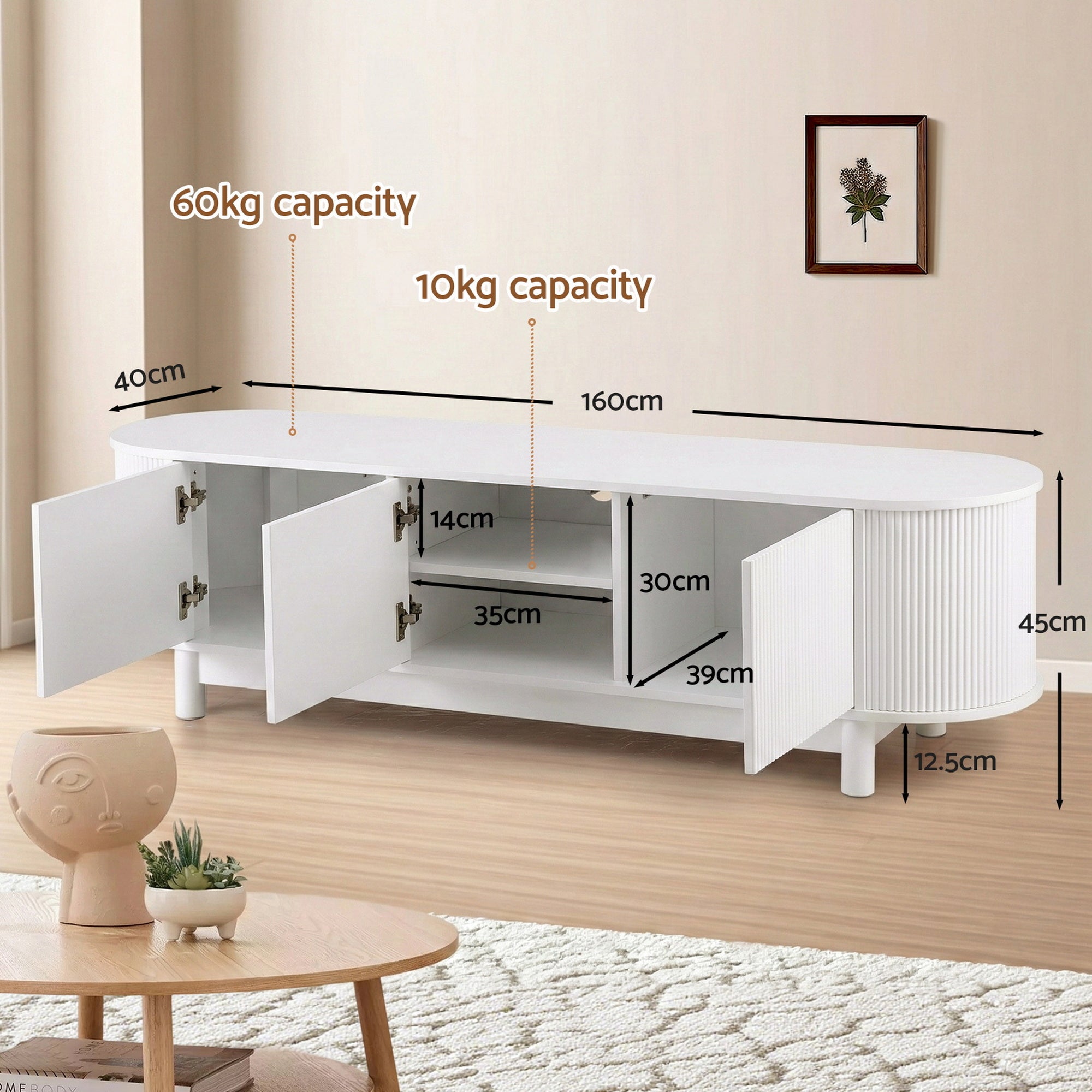 Haven TV Unit – White – 160 cm