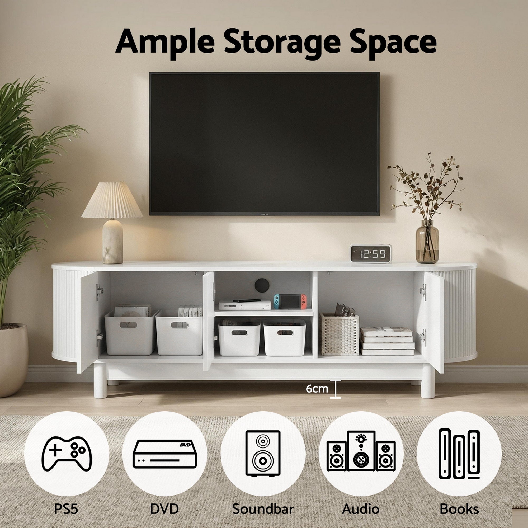 Haven TV Unit – White – 160 cm