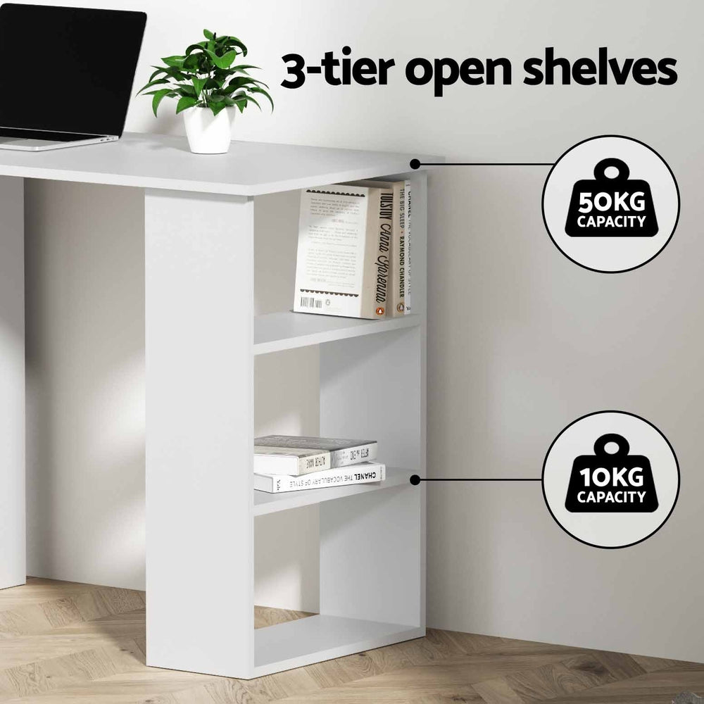 Mason Computer Desk with Storage – White – 120 cm