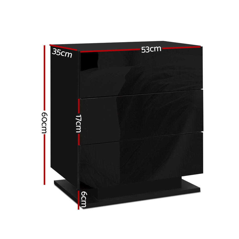 Mori LED Bedside Table – Black – 60 cm