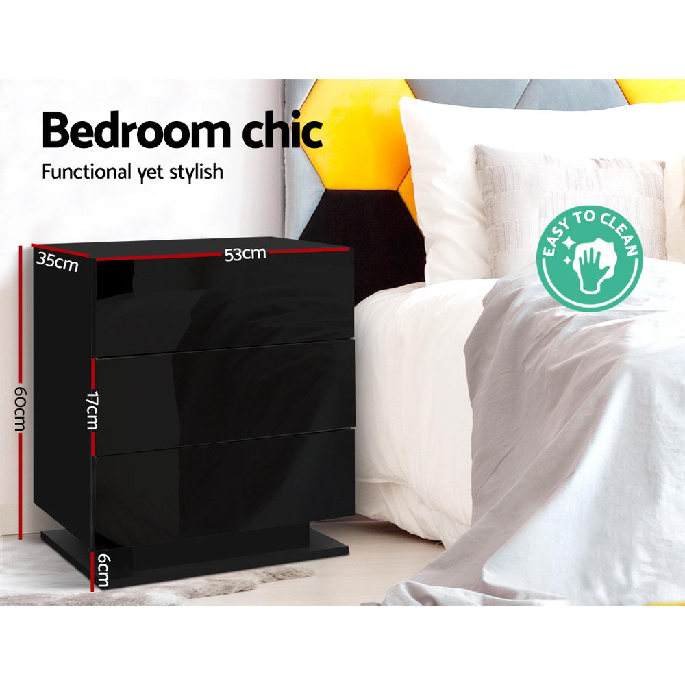 Mori LED Bedside Table – Black – 60 cm