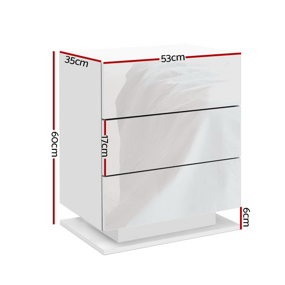 Arlo LED Bedside Tables – White – Set of 2