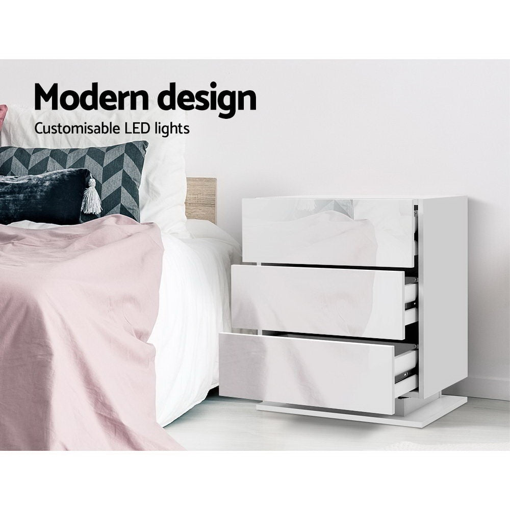 Arlo LED Bedside Tables – White – Set of 2