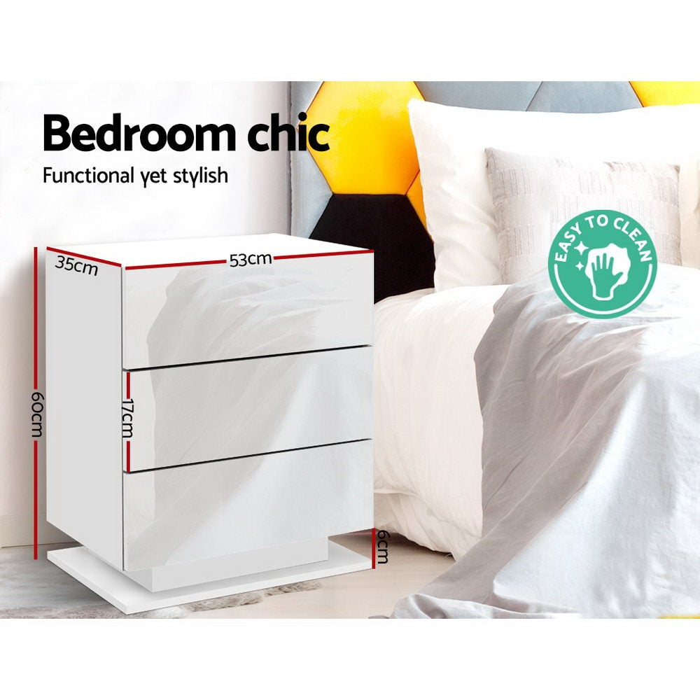 Arlo LED Bedside Tables – White – Set of 2