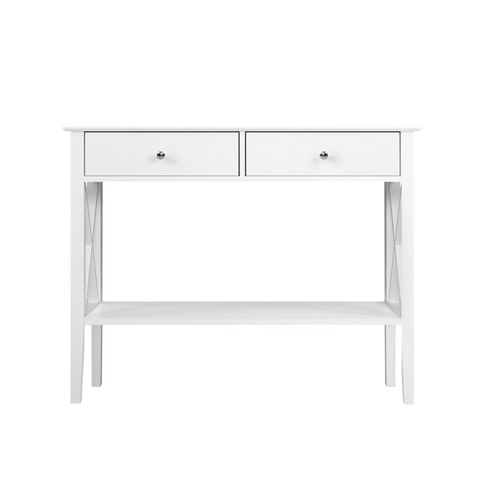Chloe Console Table with 2 Drawers – White – 100 cm