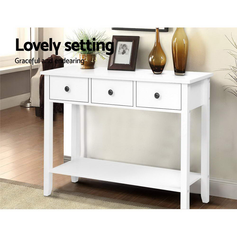 Meridian Console Table – White – 3 Drawers