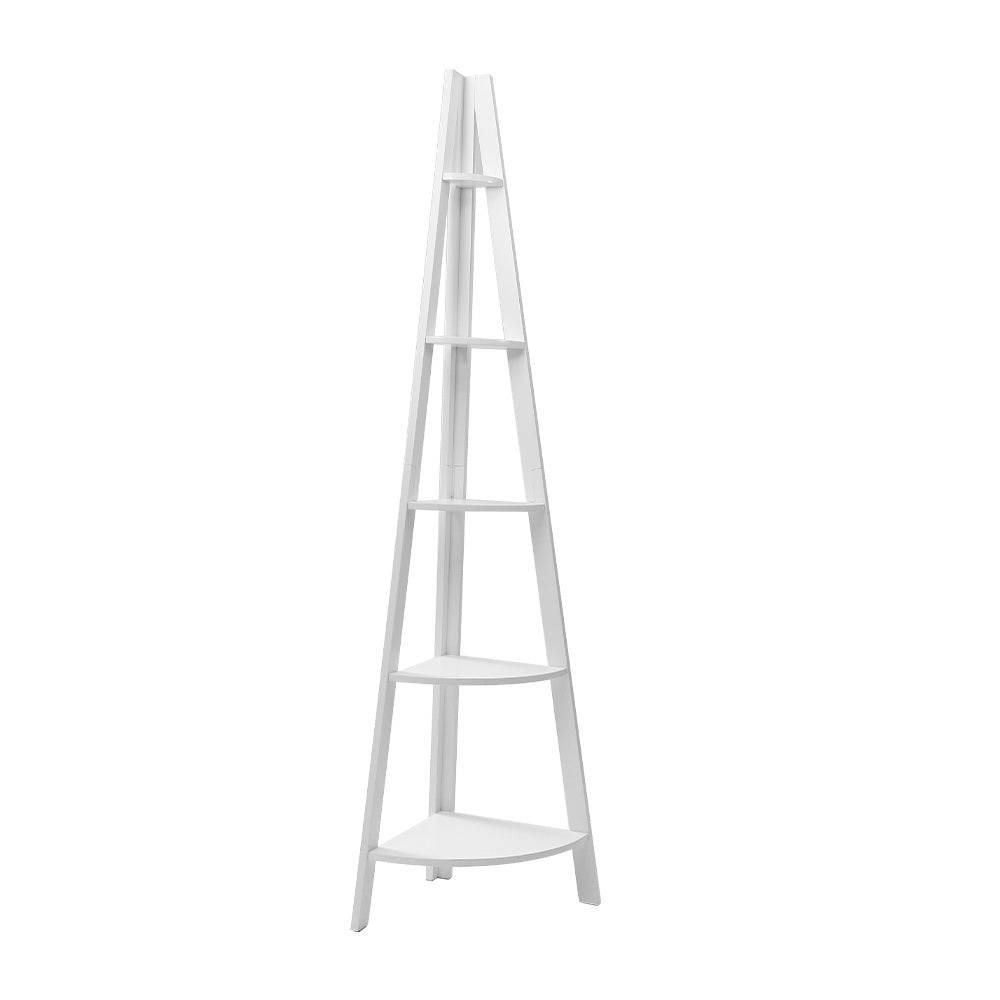 Cane Corner Ladder Shelf – White – 5 Tier