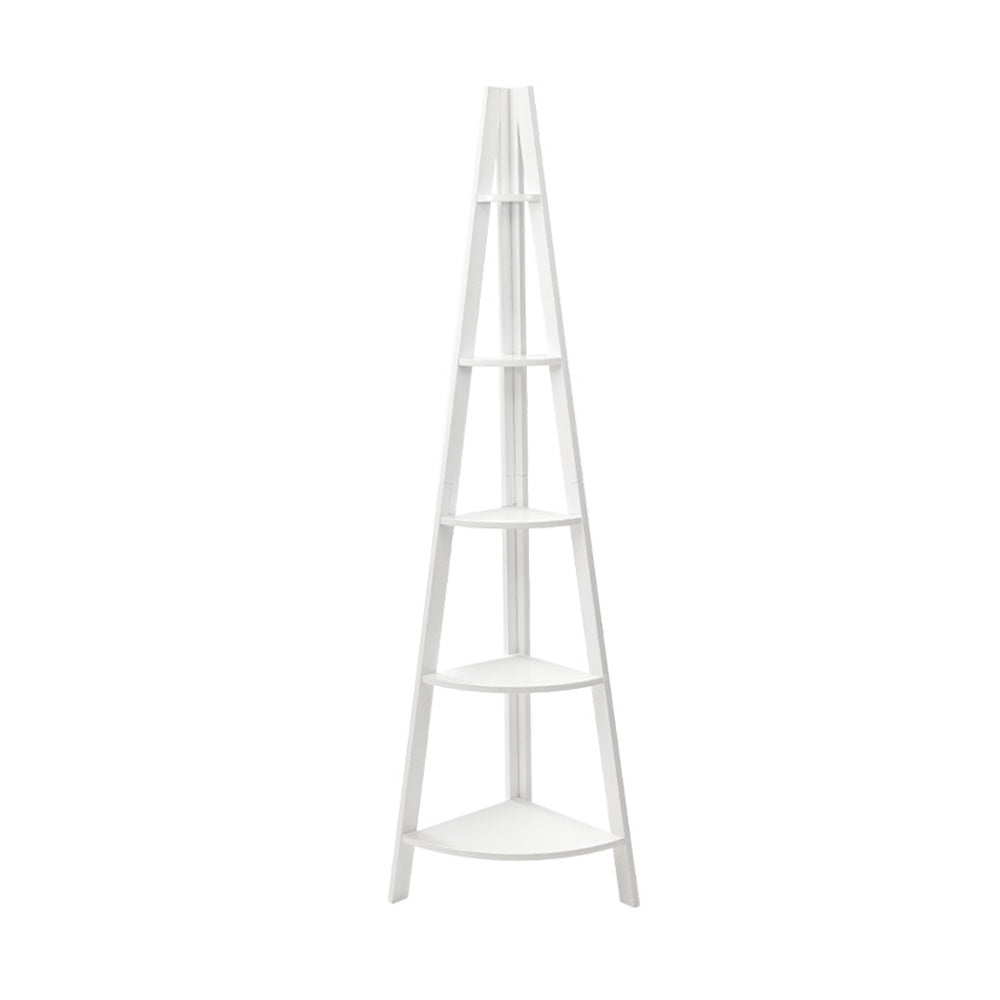 Cane Corner Ladder Shelf – White – 5 Tier