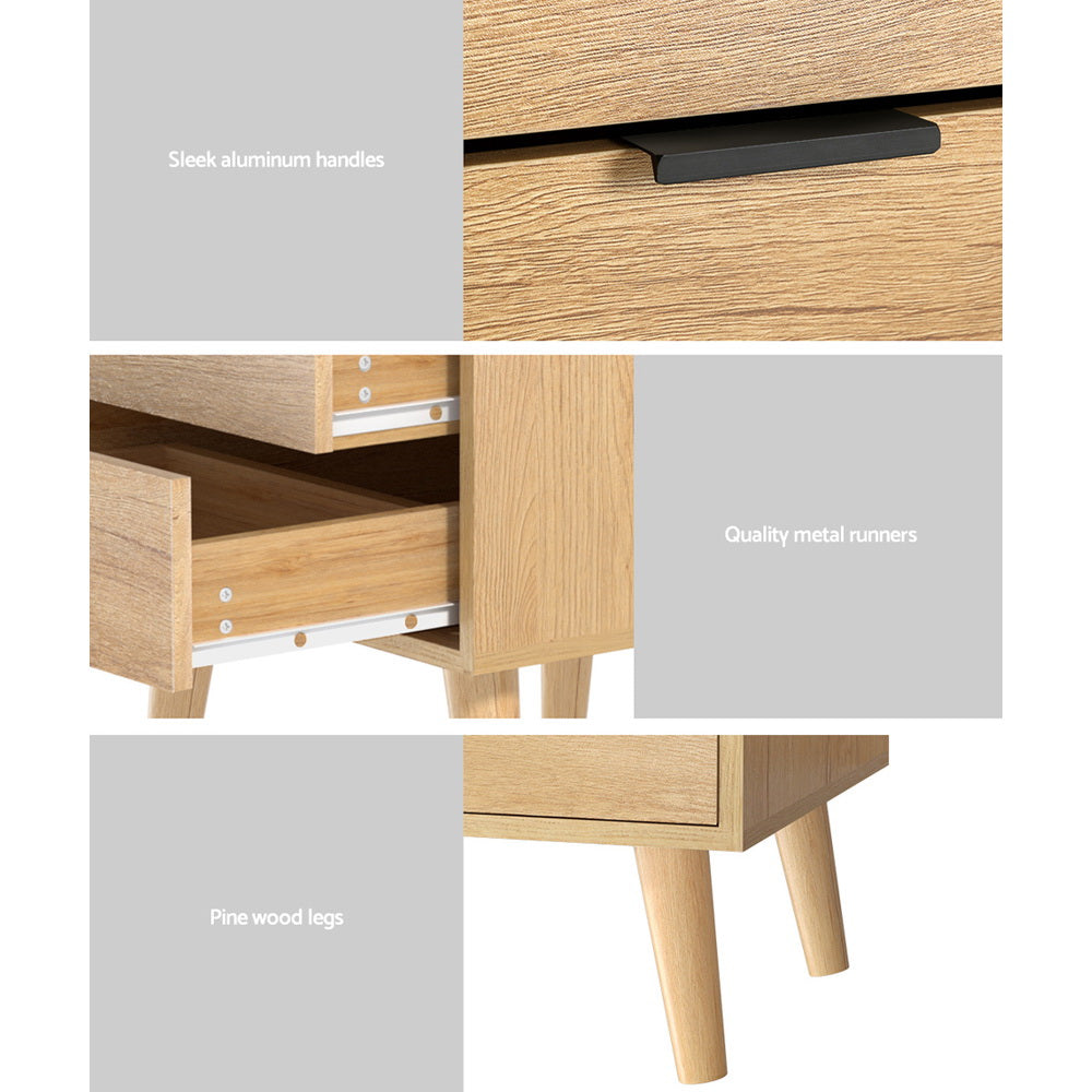 Seren Bedside Table – Pine – 2 Drawers