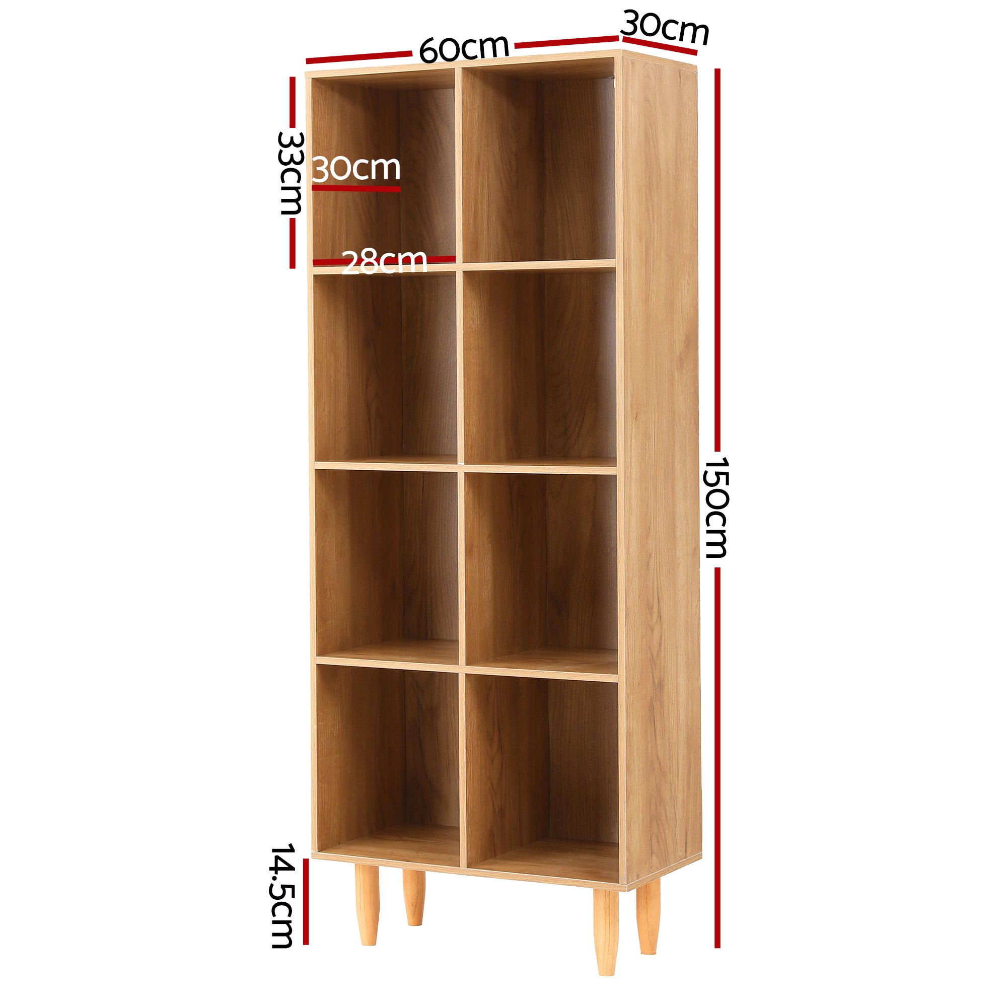Leor Bookshelf – Pine – 4 Tiers