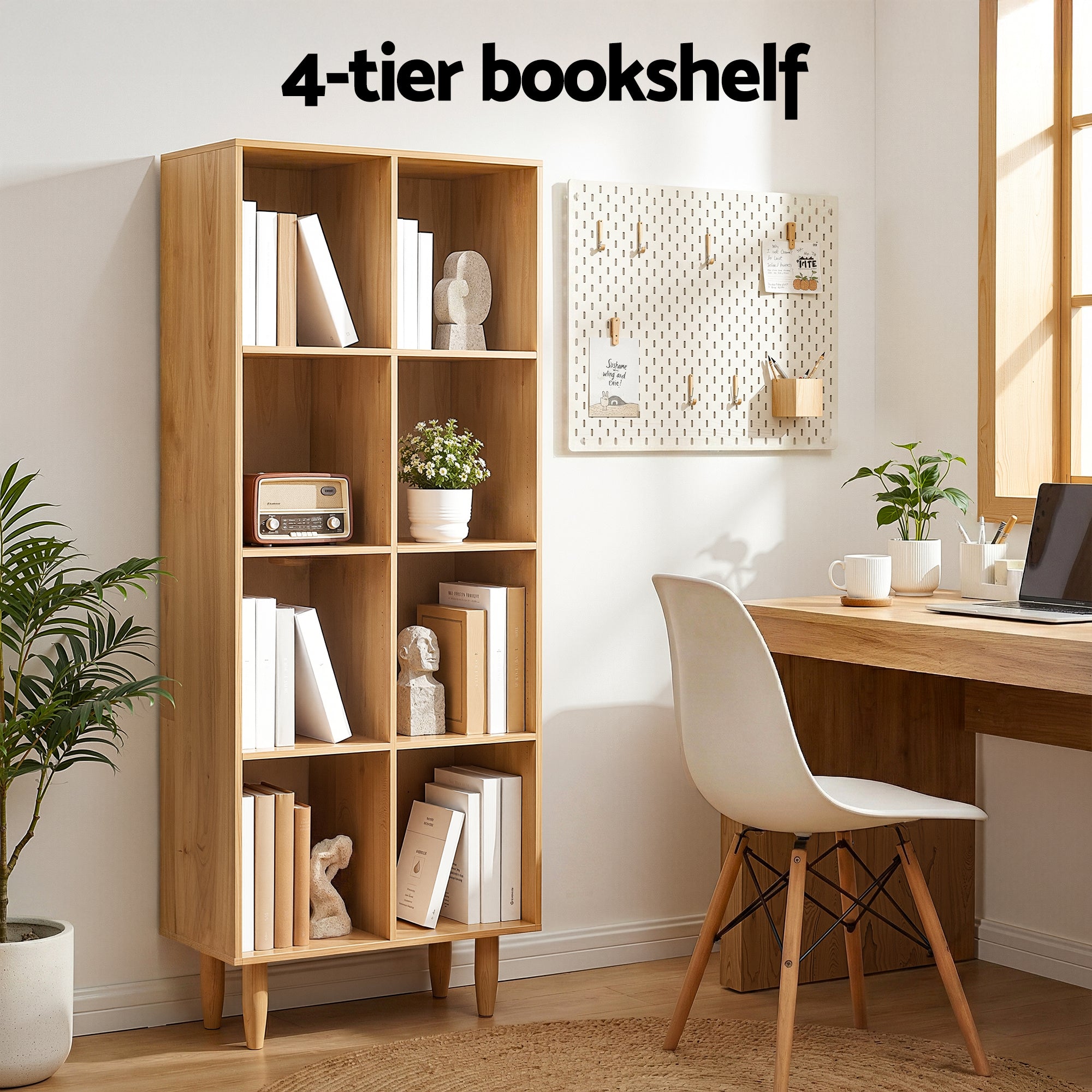 Leor Bookshelf – Pine – 4 Tiers
