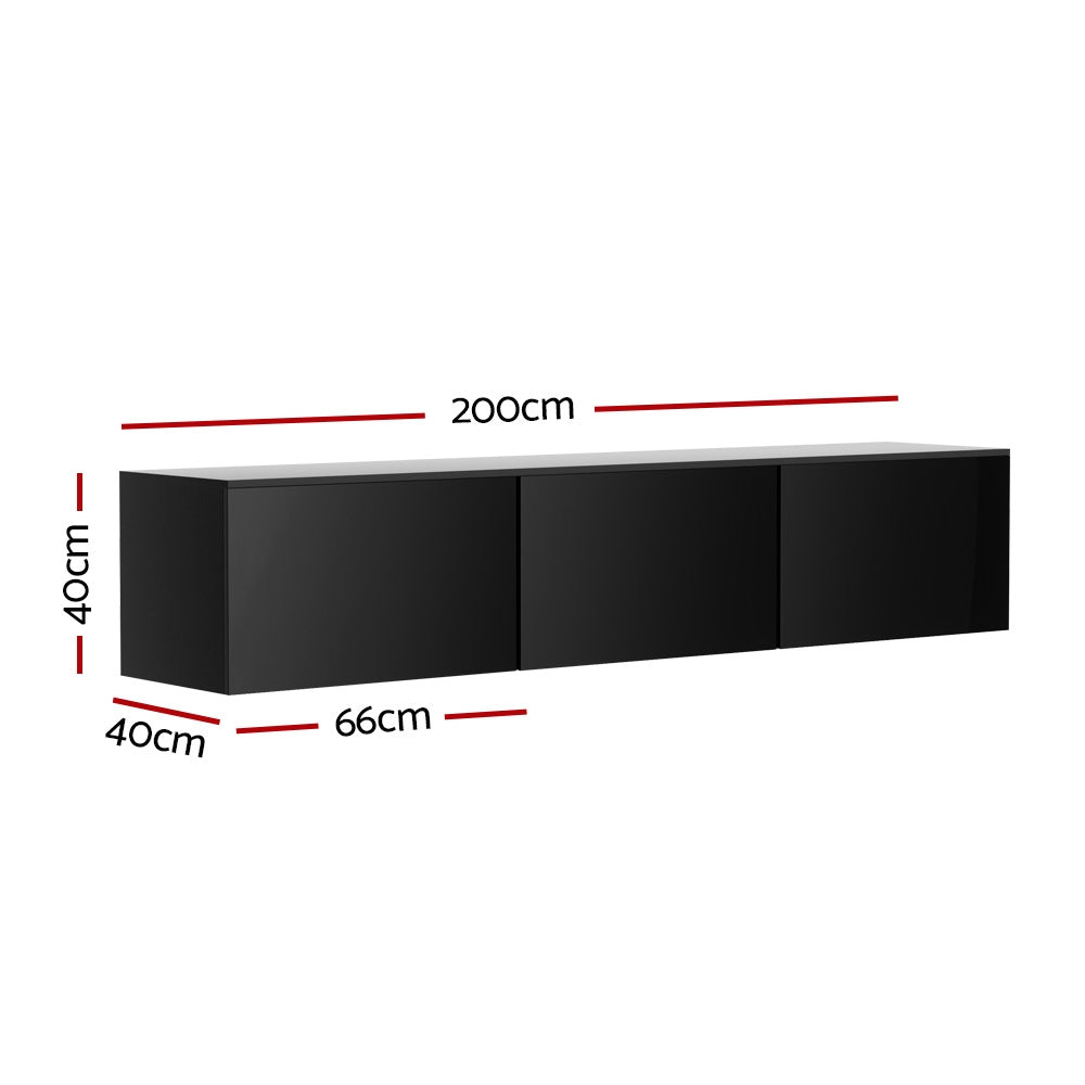 Hugo Floating Entertainment Unit – Black – 200 cm