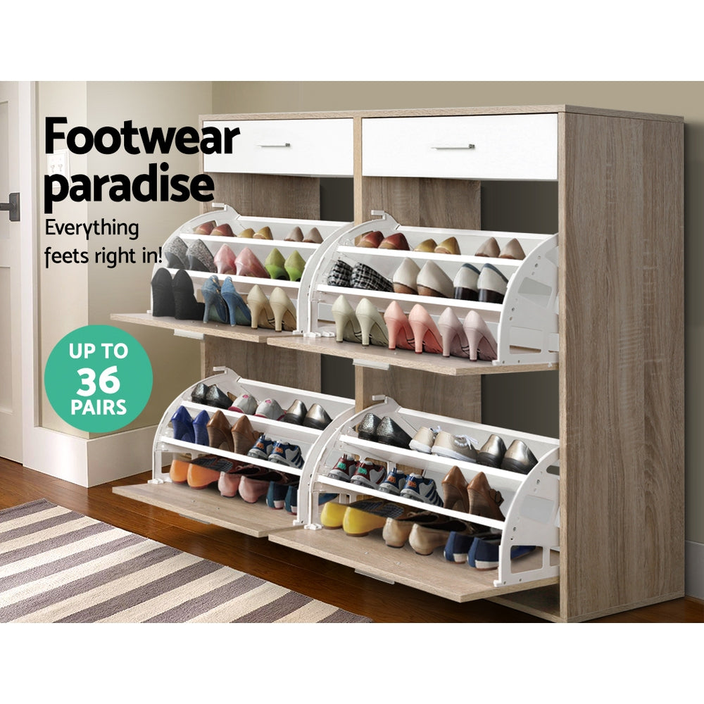 Ashford 2-Tier Shoe Cabinet – Wood – 119 cm