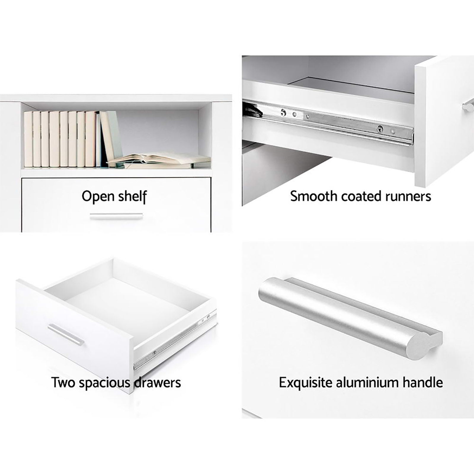 Tara Bedside Tables – White – Set of 2