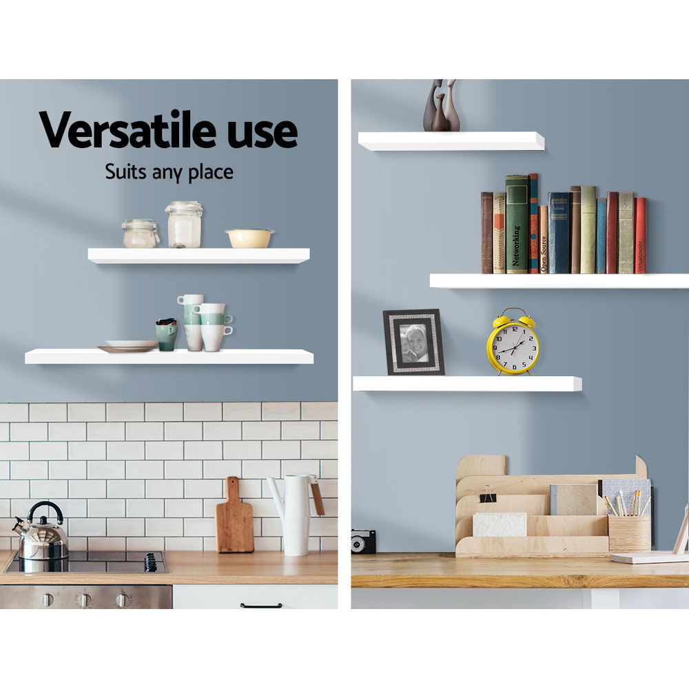 Nexora Floating Wall Shelves – White – Set of 3