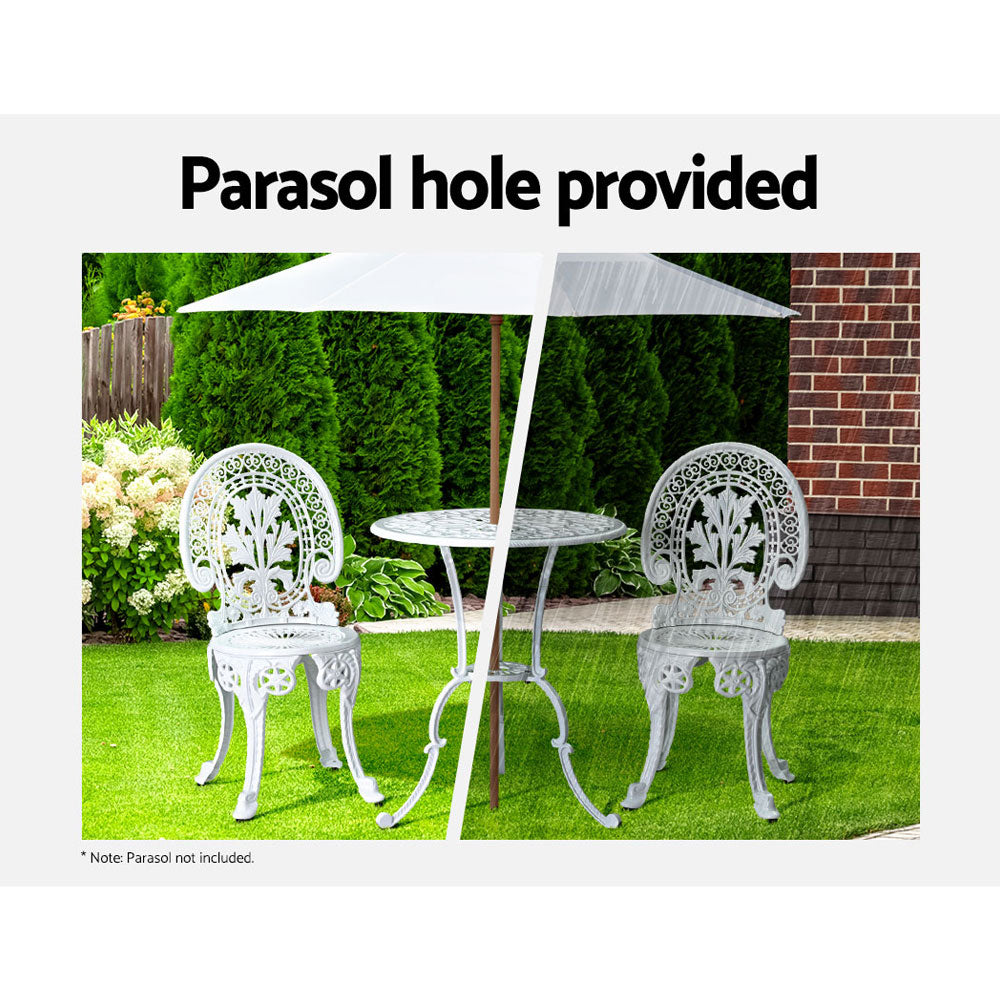 Meridian Outdoor Bistro Dining Set – White – 3 Piece