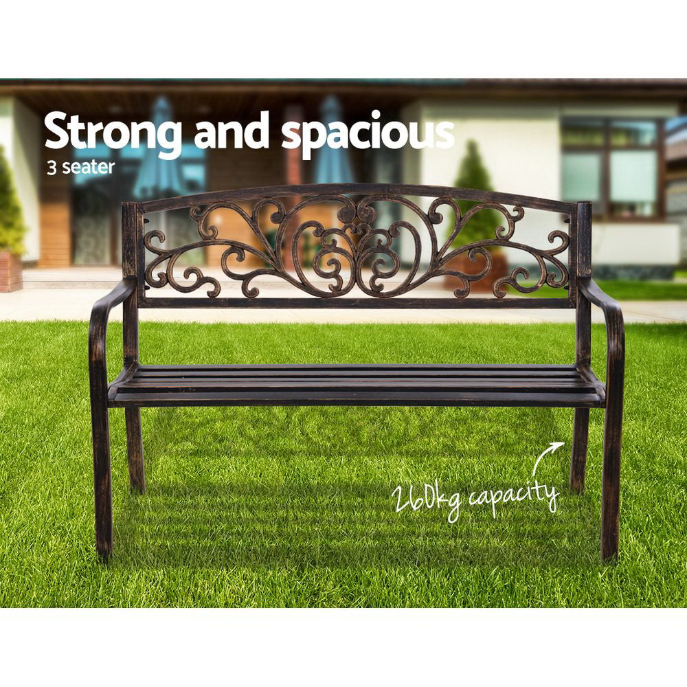 Heritage Cast Iron Garden Bench – Bronze – 3 Seater