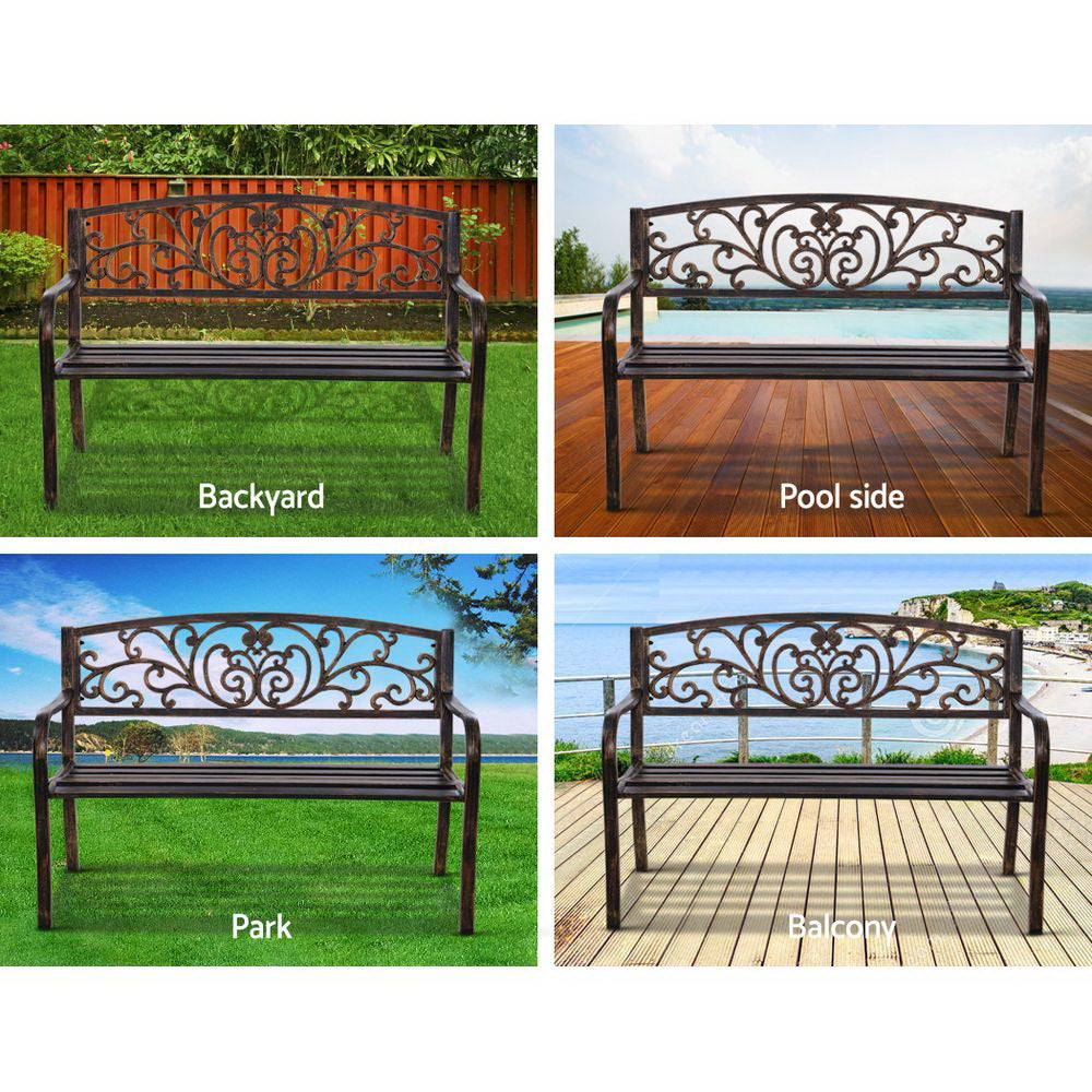 Heritage Cast Iron Garden Bench – Bronze – 3 Seater