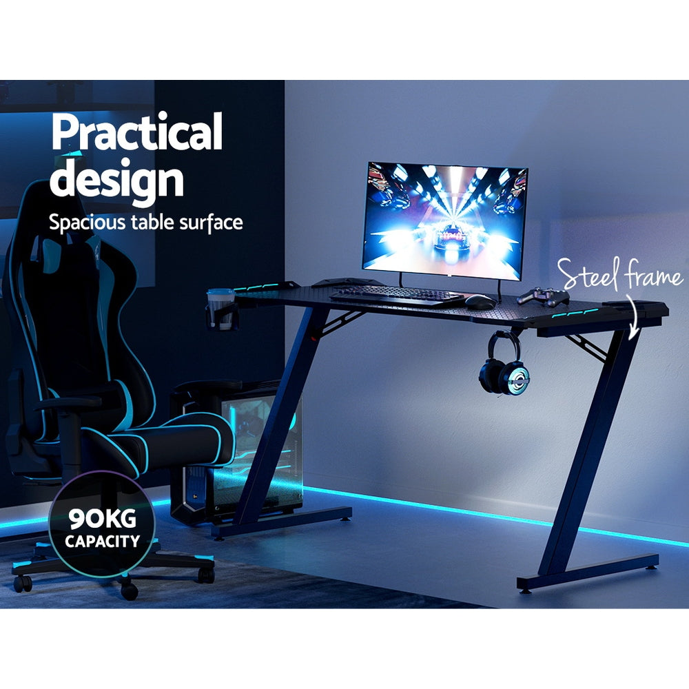 Apex Gaming Desk with RGB LED – Black – 140 cm