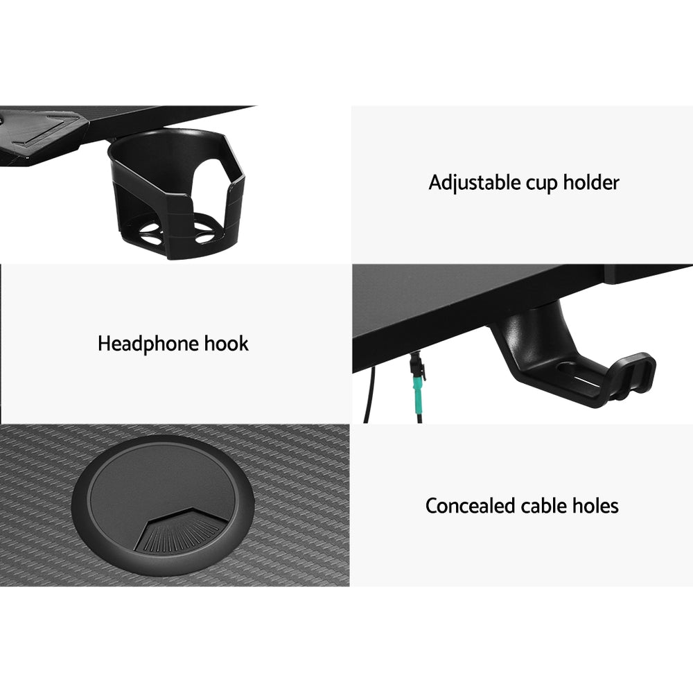 Apex Gaming Desk with RGB LED – Black – 140 cm
